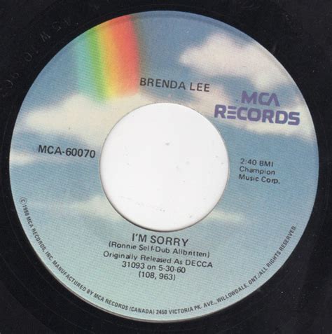 Brenda Lee - I'm Sorry (Vinyl, 7", 45 RPM, Single) | Discogs