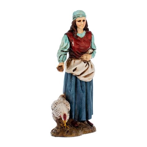 Donna Con Gallina Per Il Presepe 12 Cm