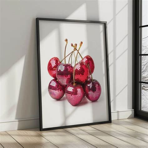 Disco Ball Cherries Wall Art Etsy