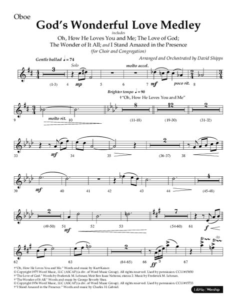 Gods Wonderful Love Medley Choral Anthem Satb Oboe Sheet Music Pdf