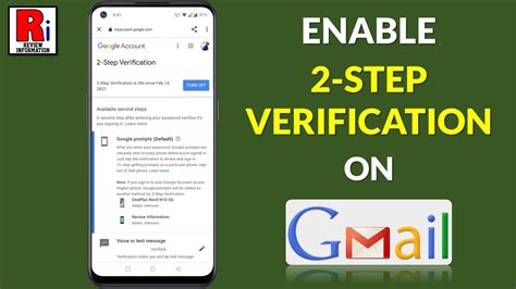 How To Enable 2 Step Verification On Gmail Account YouTube