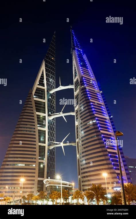 The Sail Shaped Towers And Wind Turbines Of Bahrain World Trade Centre