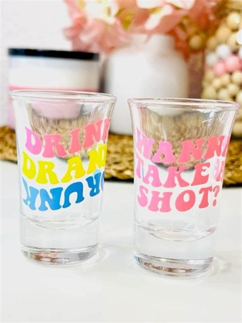 Cute Shot Glasses Retro Shot Glass Custom Shot Glass Girls Trip Bachelorette Party College