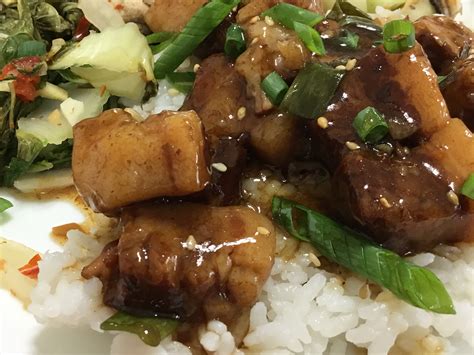 Spicy Sesame Shoyu Pork Belly With Sweet Chili Bok Choy By Rich Lum