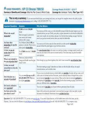 Fillable Online Kaiser Permanente Wa Pebb Value Summary Of Benefits