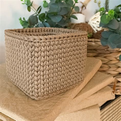 Crochet Basket Pattern Square Basket Pattern Handmade Etsy