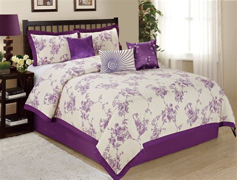 BEDnLINENS 7 Piece Sunrise Floral Printed Comforter Set Queen King