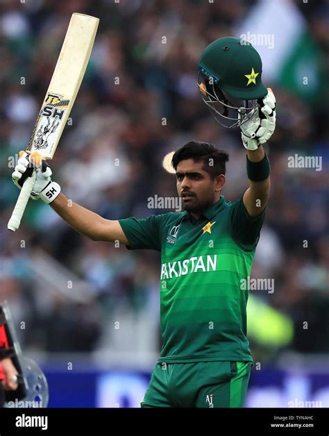 Pakistan's Babar Azam celebrates his century during the ICC cricket ...