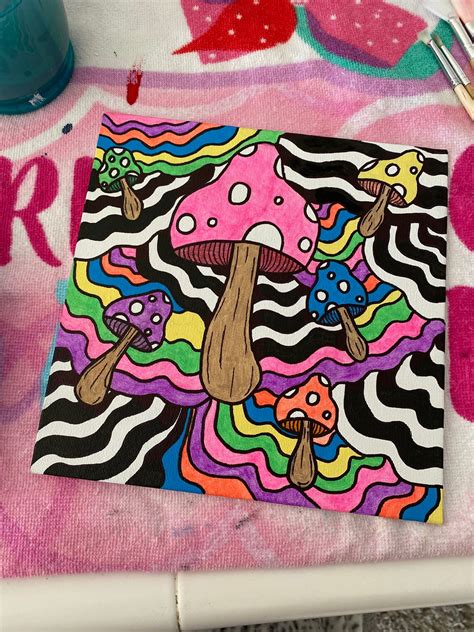 Trippy Mushroom Painting Etsy