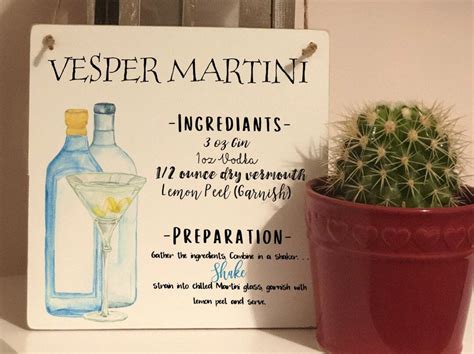 Vesper Martini Ingredients and Directions Fun Plaque, Wall Art - Etsy