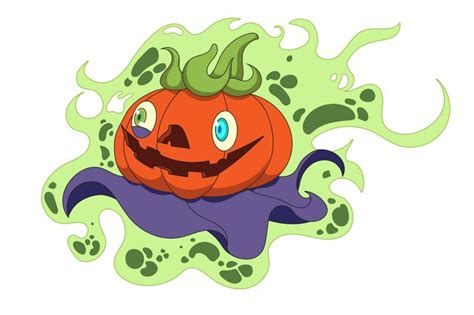 Premium Vector Vector Illustration Of Halloween Flying Pumpkin