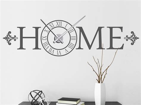 Wandtattoo Uhr Mit Schrift HOME Wandtattoo