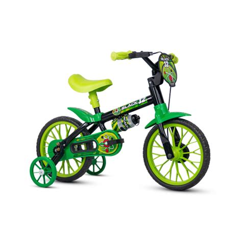 Bicicleta Infantil Aro Rodinhas Menino Black Nathor Em