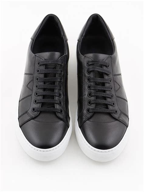 Black Sneakers In Real Leather And Rubber Sole Pdm