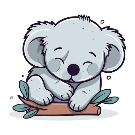 Un Mignon Koala Qui Dort Sur Une Branche Illustration Vectorielle En