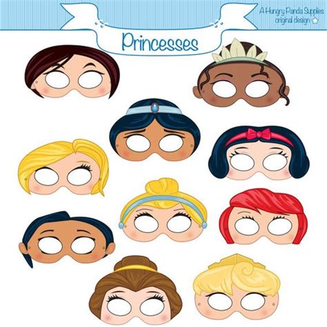 Princess Masks Printable Princess Character Party Masks Printable