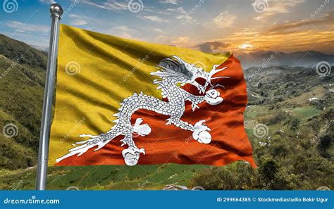 Flag Of Bhutan Stock Illustration Illustration Of Bhutanese 299664385