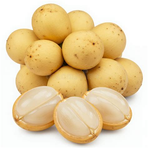 cluster  ripe langsat fruits  white background stock illustration