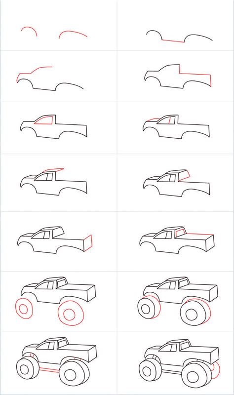 How To Draw A Monster Truck Step By Step Drawing Photos