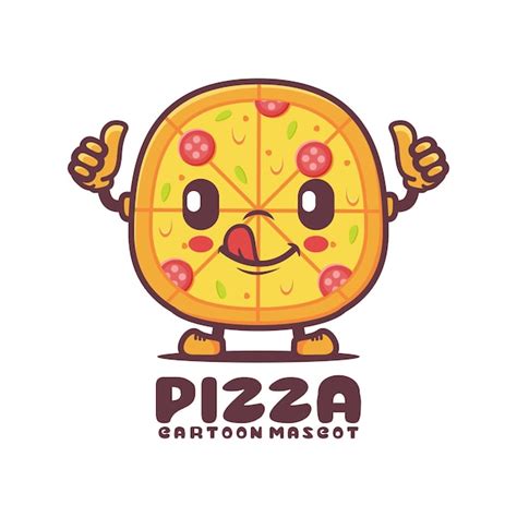 Pizza Karikatur Maskottchen Fast Food Vektorillustration Premium Vektor