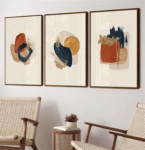 Kit Quadro Decorativo Azul Terra Amarelo E Nude Off Living Room