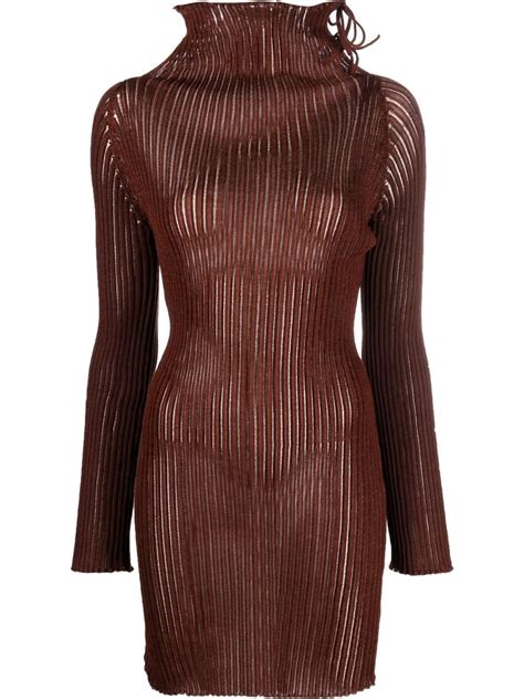 A Roege Hove Ribbed Knit Mini Dress In Brown ModeSens