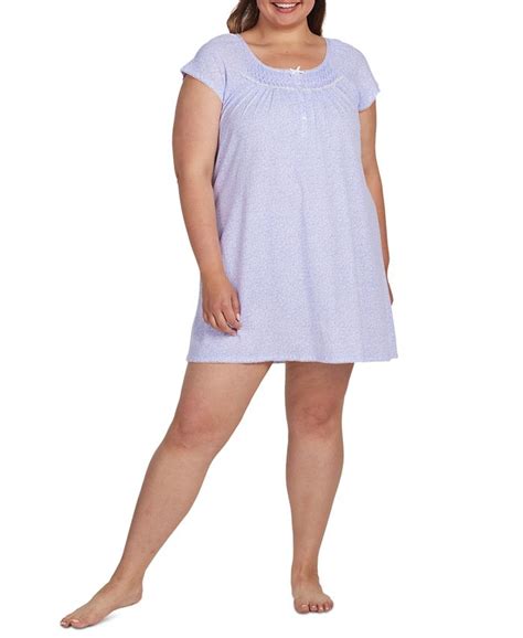 Miss Elaine Plus Size Printed Short Sleeve Nightgown Macys