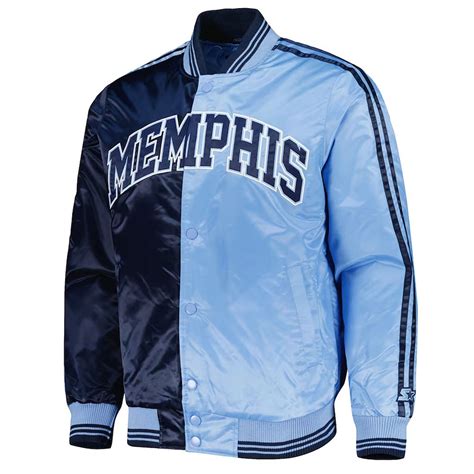 Satin Starter Navy Light Blue Memphis Grizzlies Fast Break Jacket