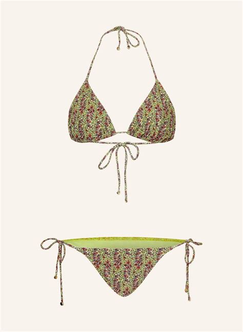 Etro Triangel Bikini In Hellgr N Dunkelrot Hellorange