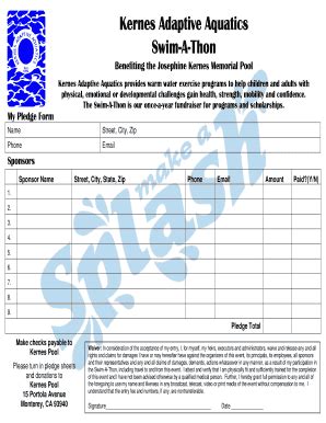 Swim A Thon Pledge Sheet Fill Online Printable Fillable Blank