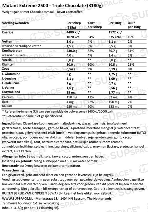 Acheter Mutant Mass Extreme Triple Chocolate Supspace