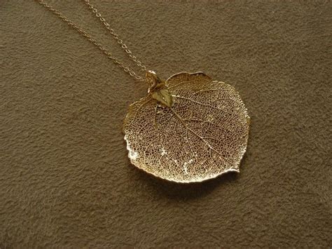 Large Aspen Leaf And Gold Fill Long Necklace Etsy Necklace Leaf Necklace Long Necklace