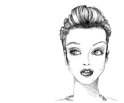 Illustration Fashion Face Drawings Sketch Coloring Page