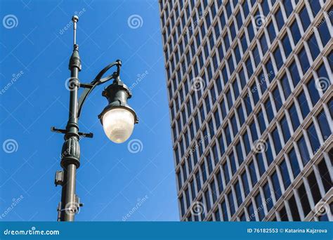 Street Lamp And A Skyscraper Stock Image Image Of Travel City 76182553