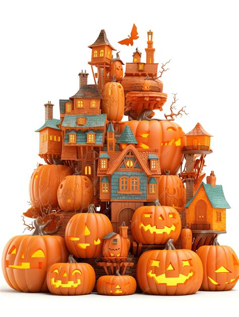 Premium Photo | 3d halloween town concept pumpkin