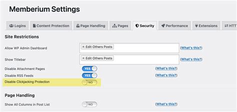 What Is Memberiums Disable Clickjacking Protection Setting