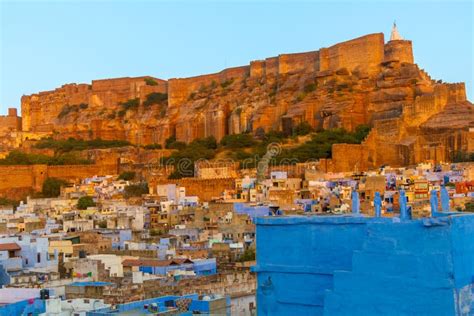Blue City and Mehrangarh Fort Stock Image - Image of historic, marble ...