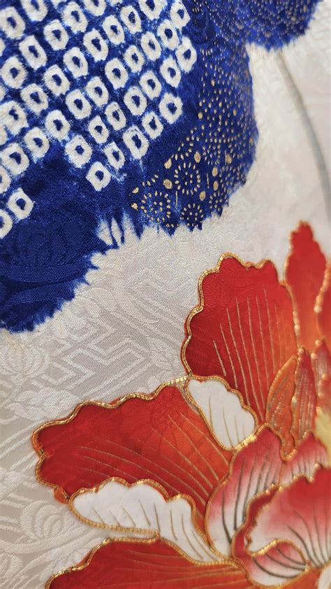 Blue Furisode With Golden Peonies And Shibori Kanoko Diy District