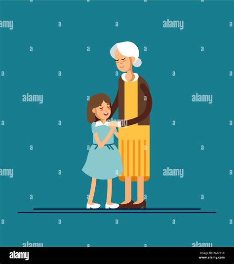 Grandmother And Granddaughter Hugging Stock Vector Images Alamy