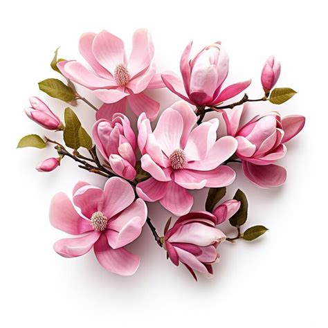 Premium Ai Image Pink Magnolia Flowers Isolated On White Background