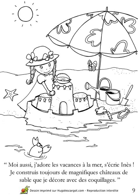 Coloriage 9 Vacances Plage Sur