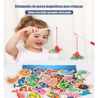 Pe As Brinquedos Magn Ticos De Pesca De Madeira Jogos