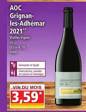 Promo Aoc Grignan Les Adh Mar Vieilles Vignes Chez Norma