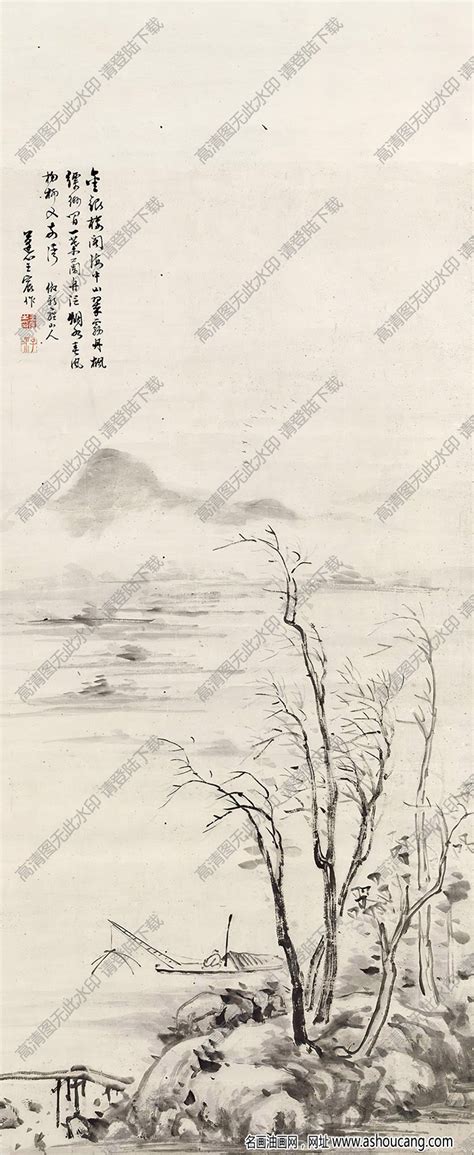 王宸作品 秋江独钓 高清大图下载 名画油画网