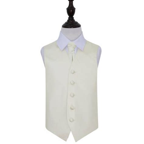 Men S Plain Ivory Satin Wedding Waistcoat Cravat Set