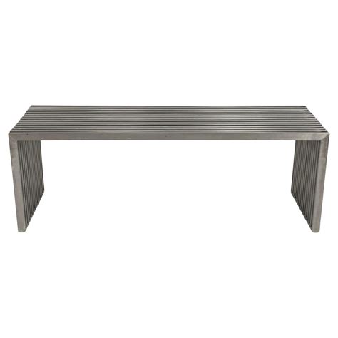 milo baughman style chrome slat bench   stdibs
