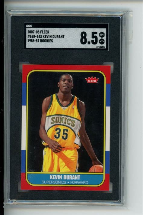 2007 08 Fleer 1986 87 Kevin Durant Supersonics RC Rookie SGC 8 5 NM MT