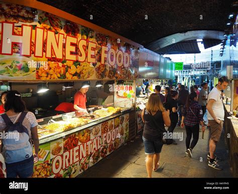 Various street food stalls in Camden Market, Camden town, London, UK ...