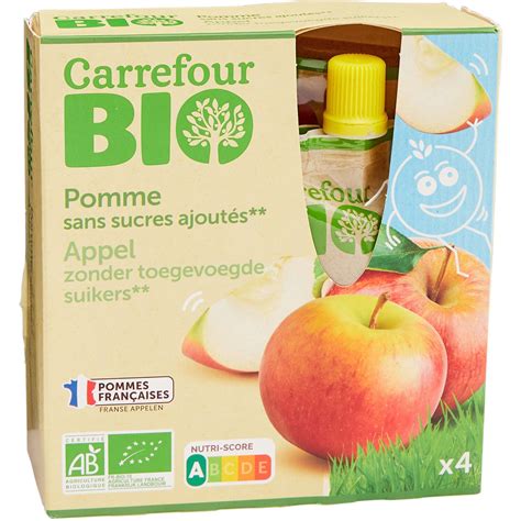 Compote Pomme Sans Sucres Ajout S Carrefour Bio Les Gourdes De G