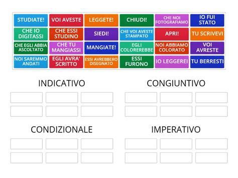 INDICATIVO CONGIUNTIVO CONDIZIONALE IMPERATIVO Group Sort